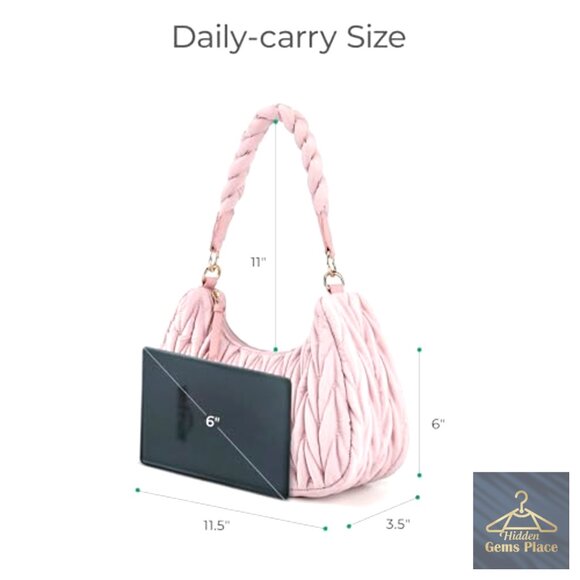 Lightweight Quilted Puffer Hobo Crossbody Bag with Adjustable Strap - Picture 6 of 7